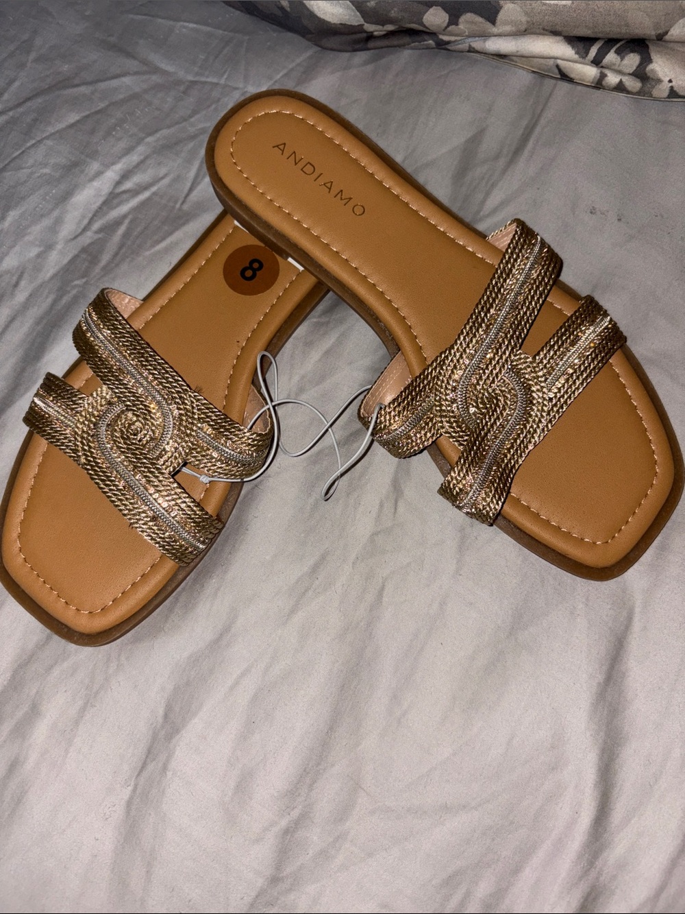 Andiamo Women's Metallic Braided Slide Sandals - Gold